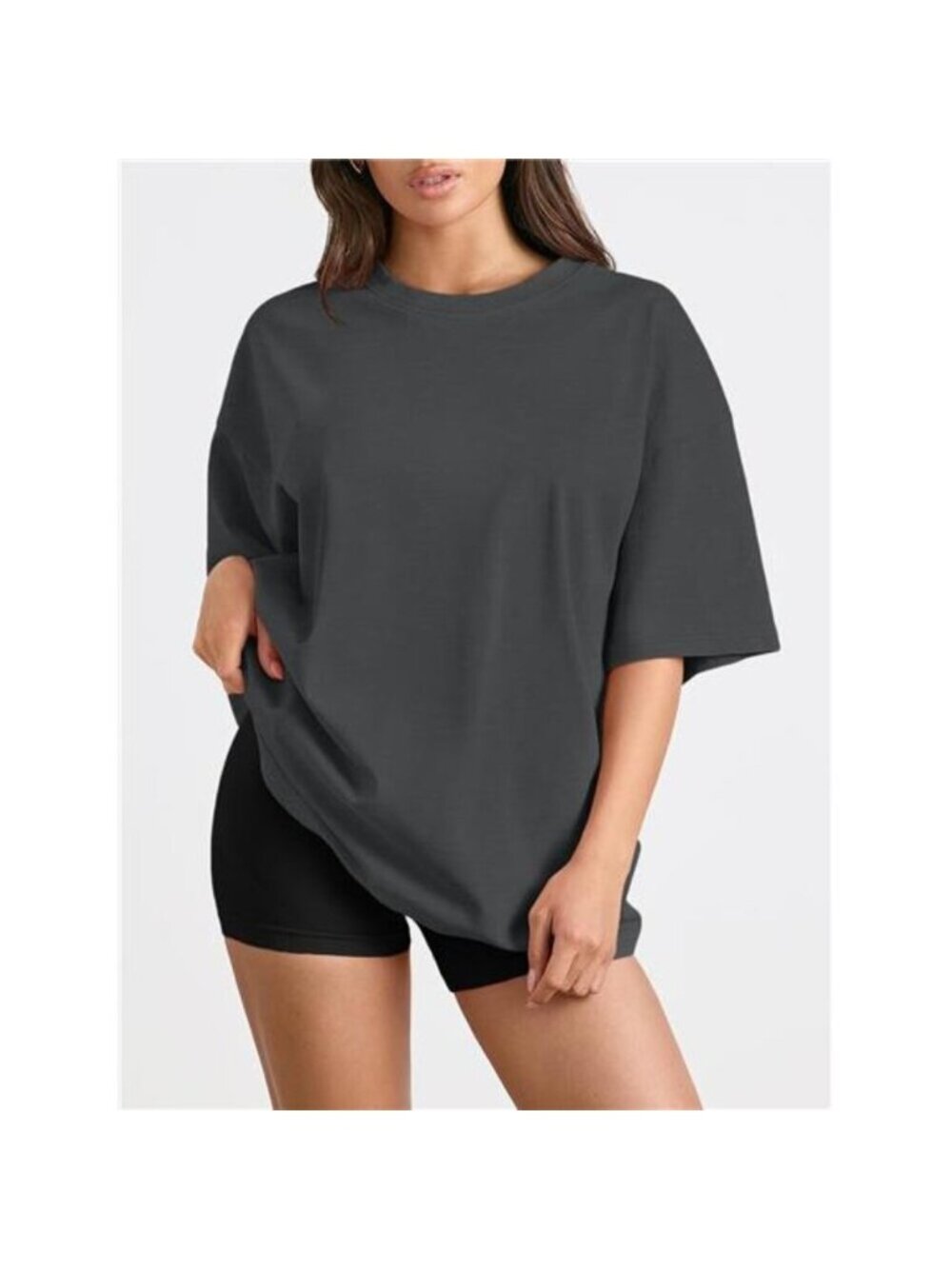 Womens Oversized Spring Summer T Shirts Business Casual Dressy Black Grey - Picture 2 of 6